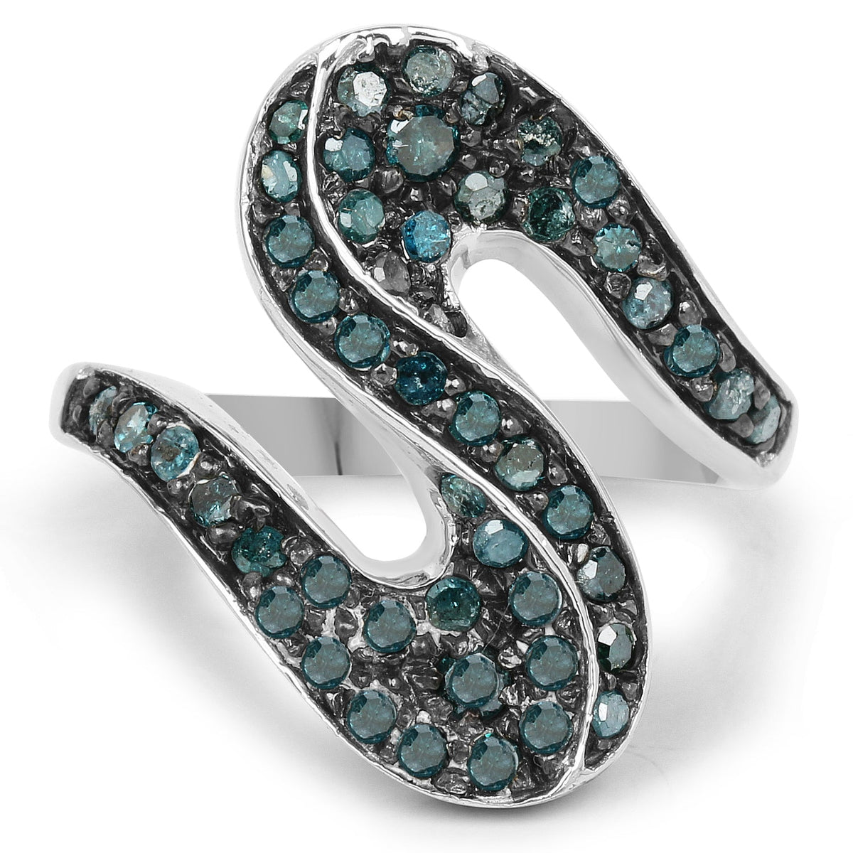 Anillo de plata de ley .925 con diamante azul auténtico de 0.76 quilates