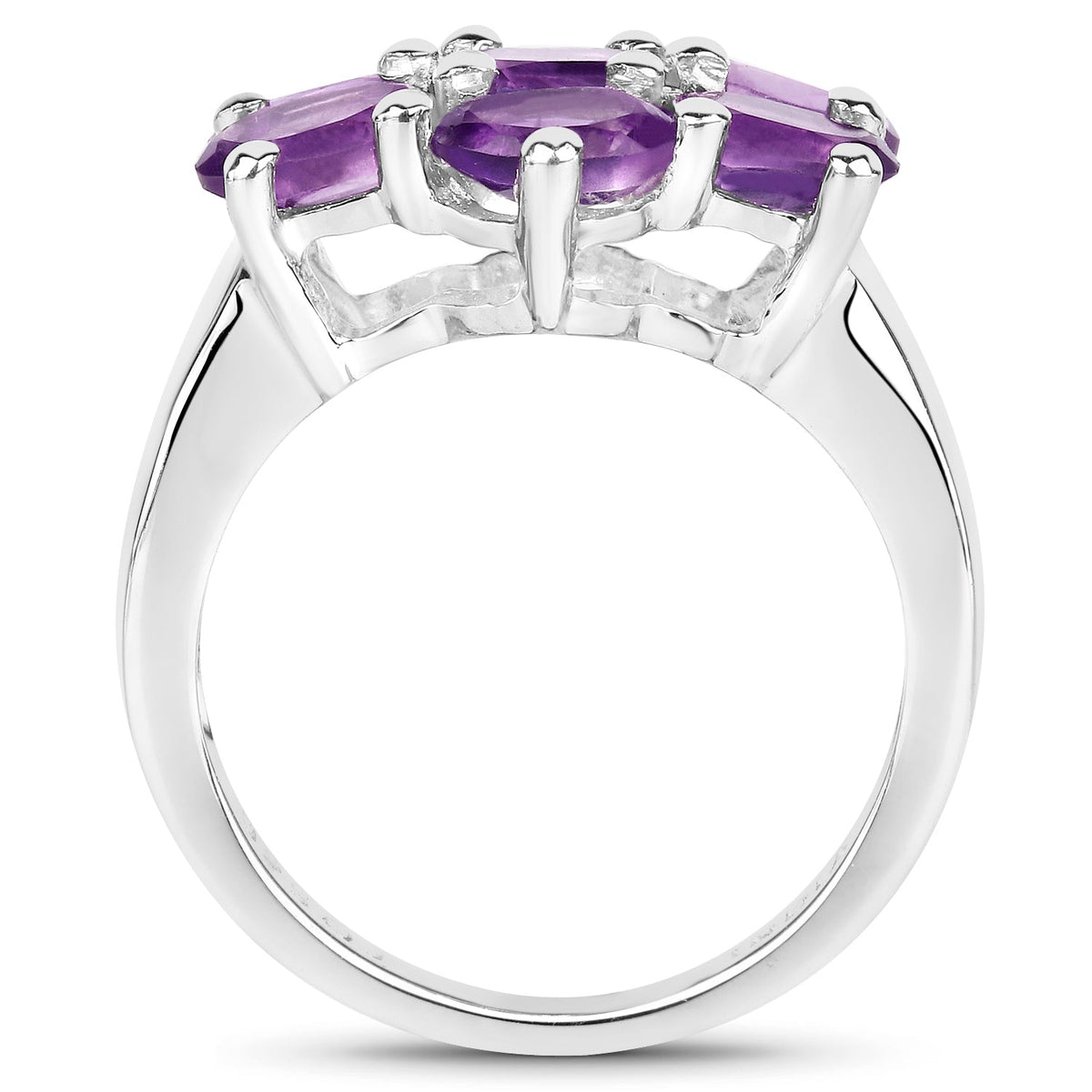 Anillo de plata de ley .925 con amatista genuina de 3,01 quilates