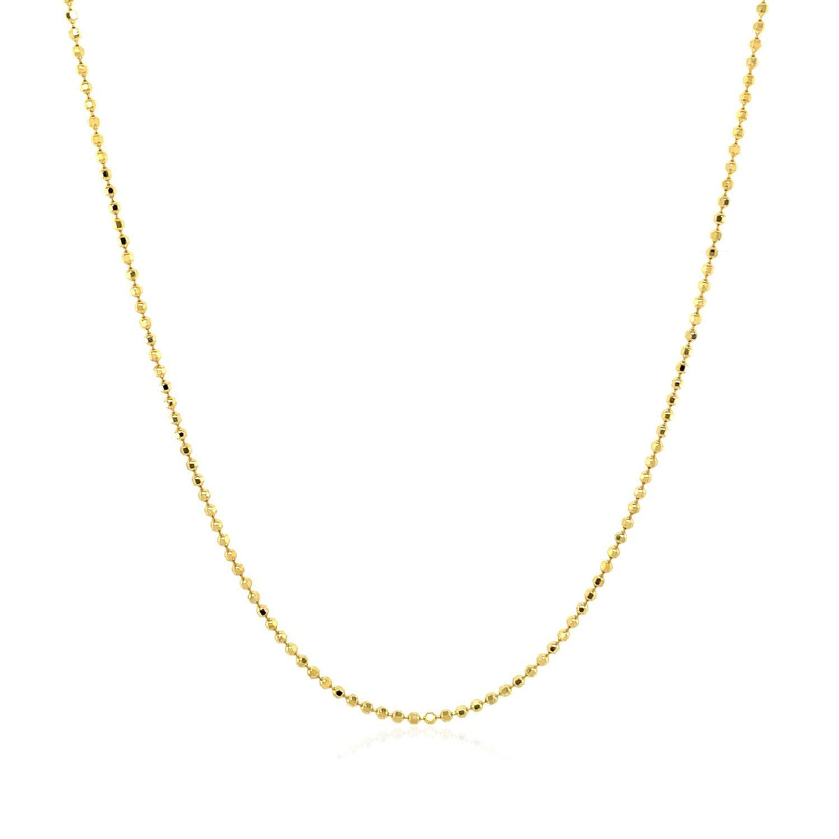 Cadena de oro amarillo de 14k con cuentas facetadas, 1.0mm