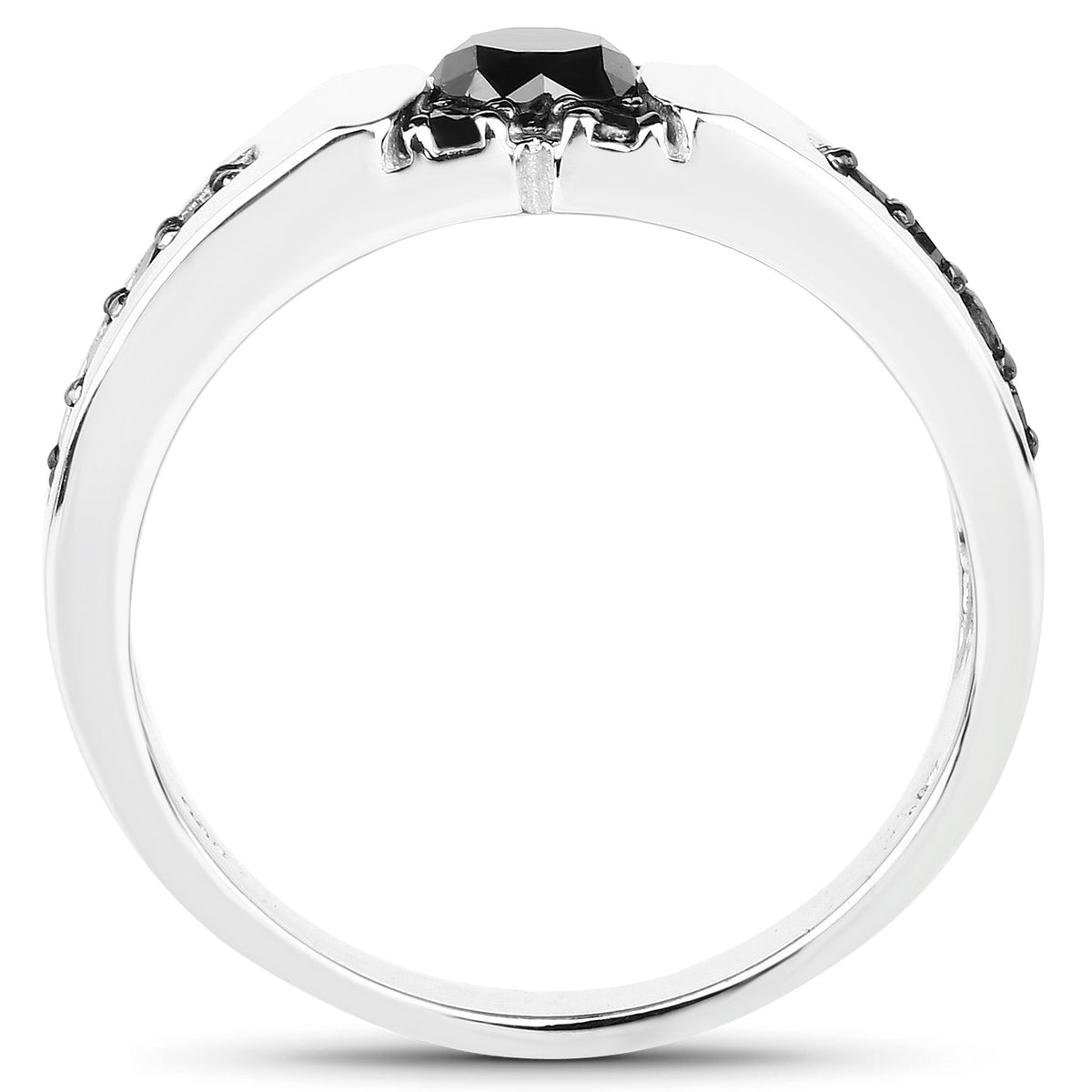 Anillo de plata de ley .925 con diamante negro auténtico de 0,83 quilates