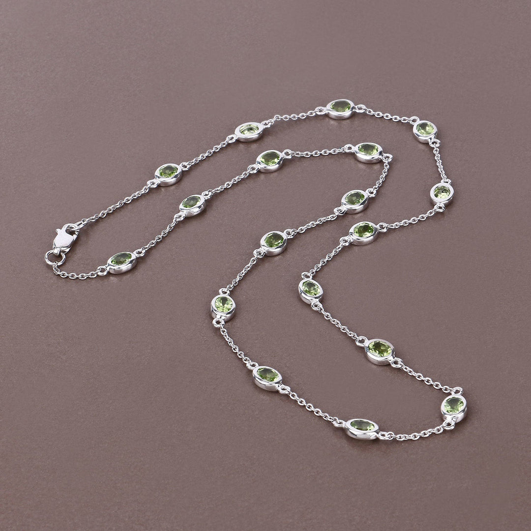 6.30 Carat Genuine Peridot .925 Sterling Silver Necklace