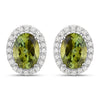1.92 Carat Genuine Green Tourmaline and White Diamond 14K White Gold Earrings