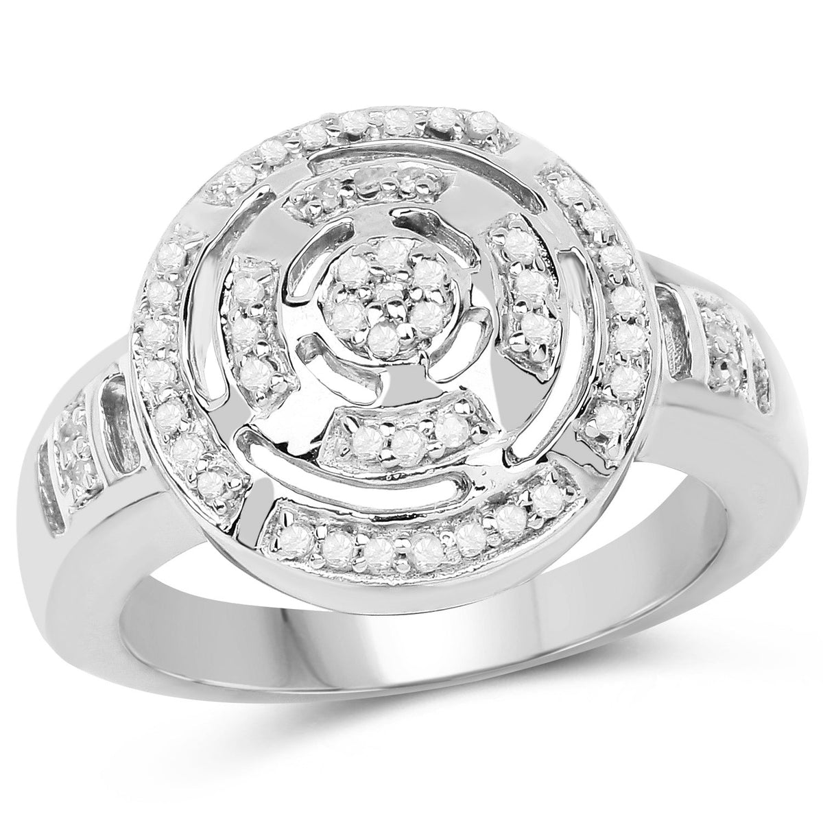 Anillo de plata de ley .925 chapado en oro amarillo de 14 quilates con diamante blanco genuino de 0,21 quilates