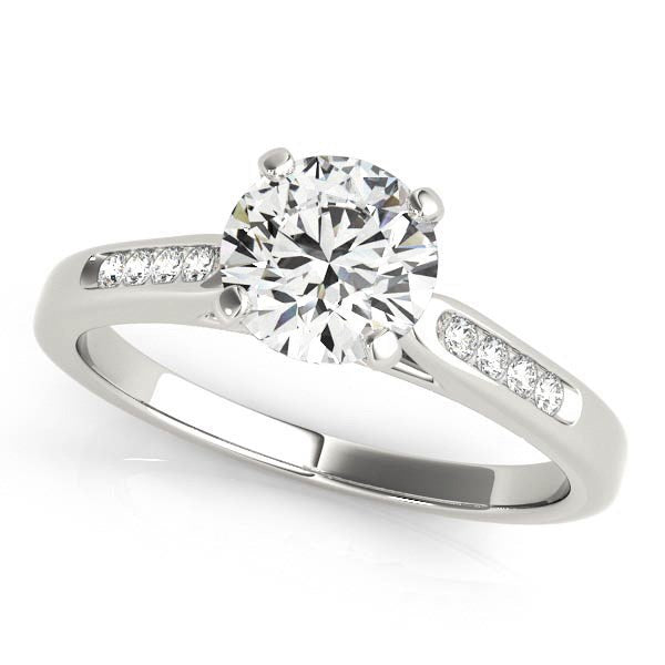 Anillo de compromiso de oro blanco de 14k con una sola fila de diamantes (1 qtc)
