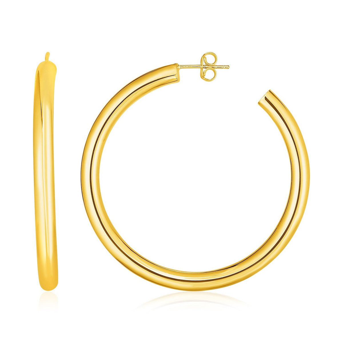 Pendientes de aro pulidos de oro amarillo de 14k