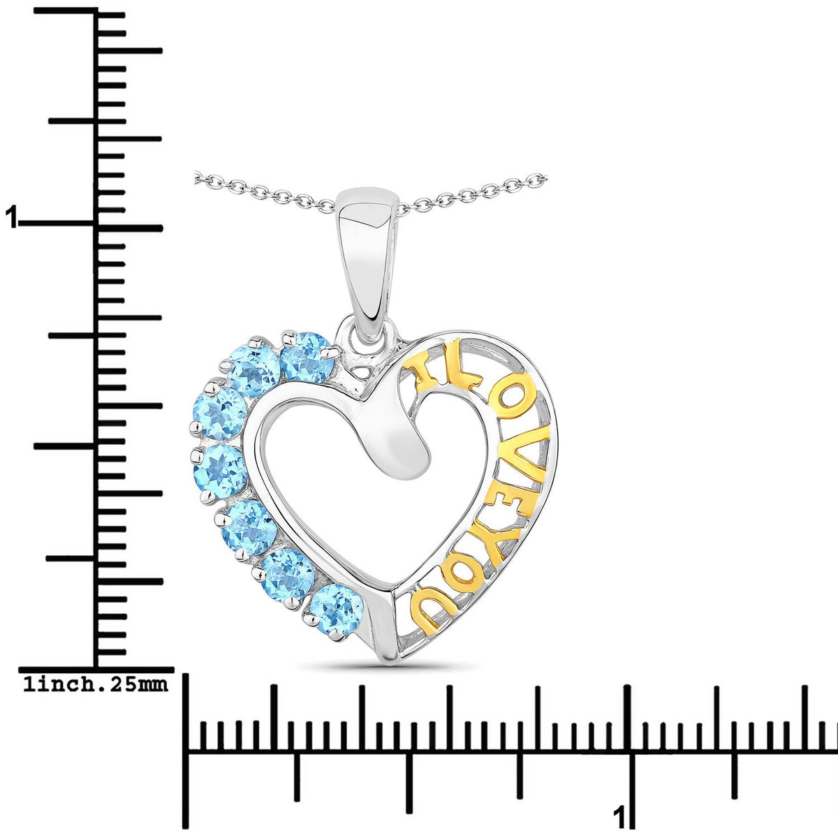 Colgante de Topacio Azul Suizo Genuino de 0,84 Quilates de Plata Esterlina .925