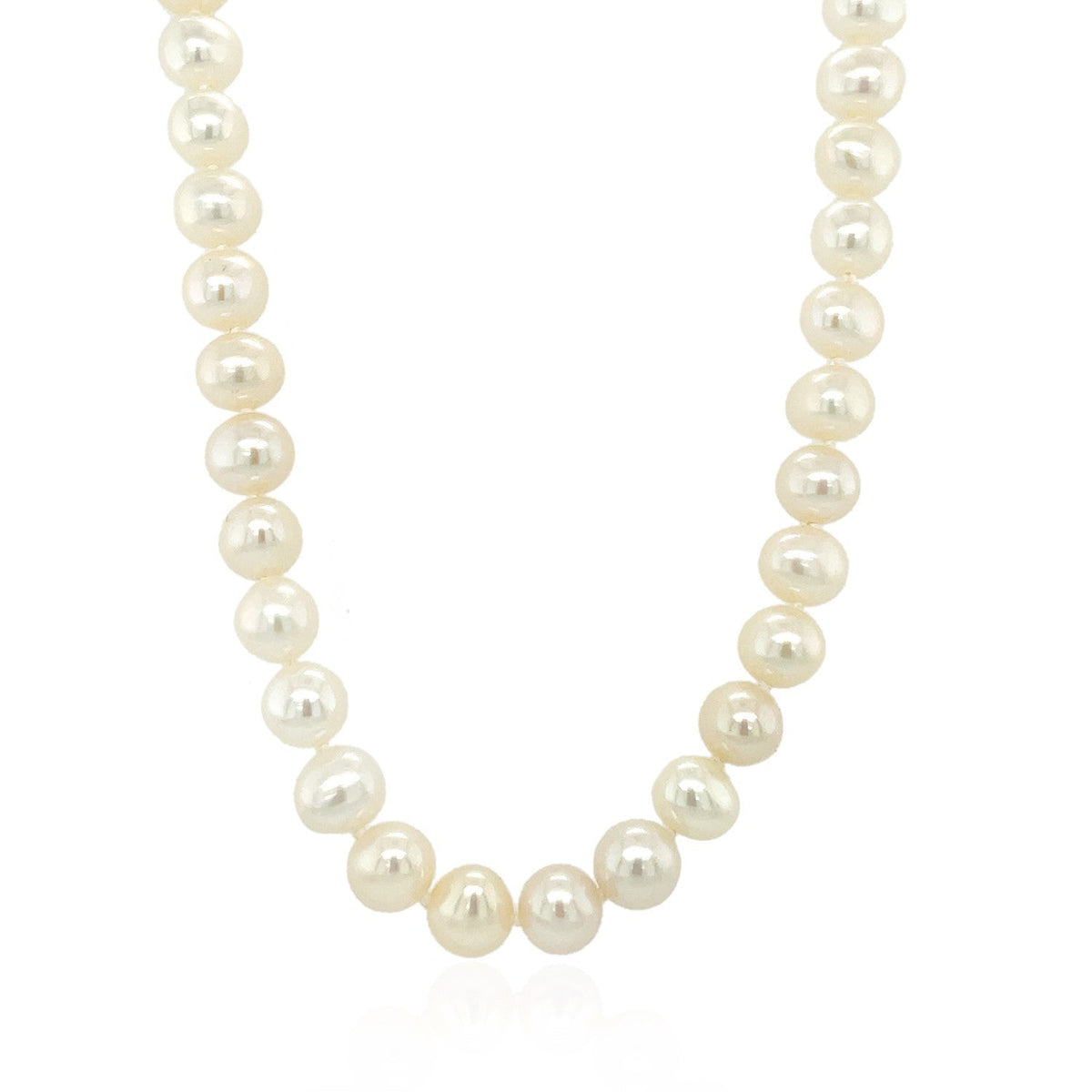 Collar de oro amarillo de 14k con perlas cultivadas de agua dulce blancas (6.0mm a 6.5mm)