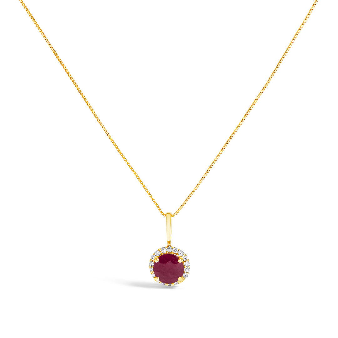 10K White Gold Purple Amethyst and 1/10 Cttw Diamond Accent Halo Pendant Necklace