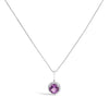 10K White Gold Purple Amethyst and 1/10 Cttw Diamond Accent Halo Pendant Necklace