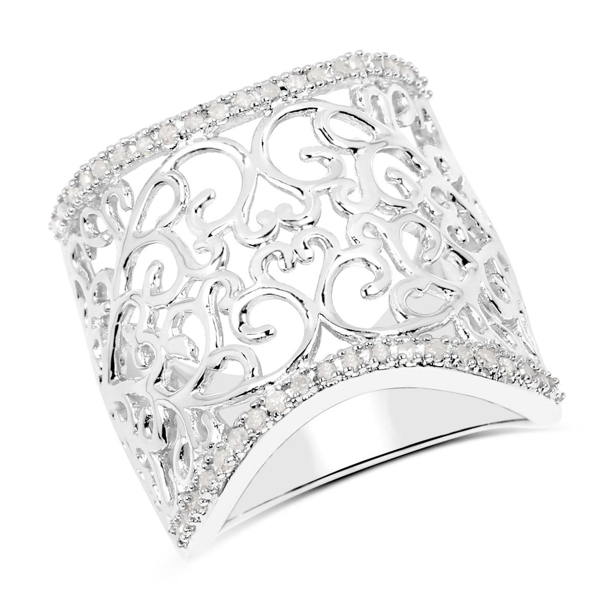 Anillo de plata de ley .925 con diamante blanco genuino de 0,25 quilates