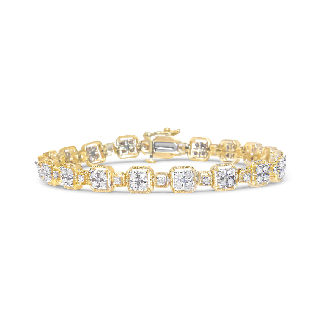 10K White Gold 2.0 Cttw Diamond Square Link Bracelet (J-K Color, I2-I3 Clarity) - Size 7.25"