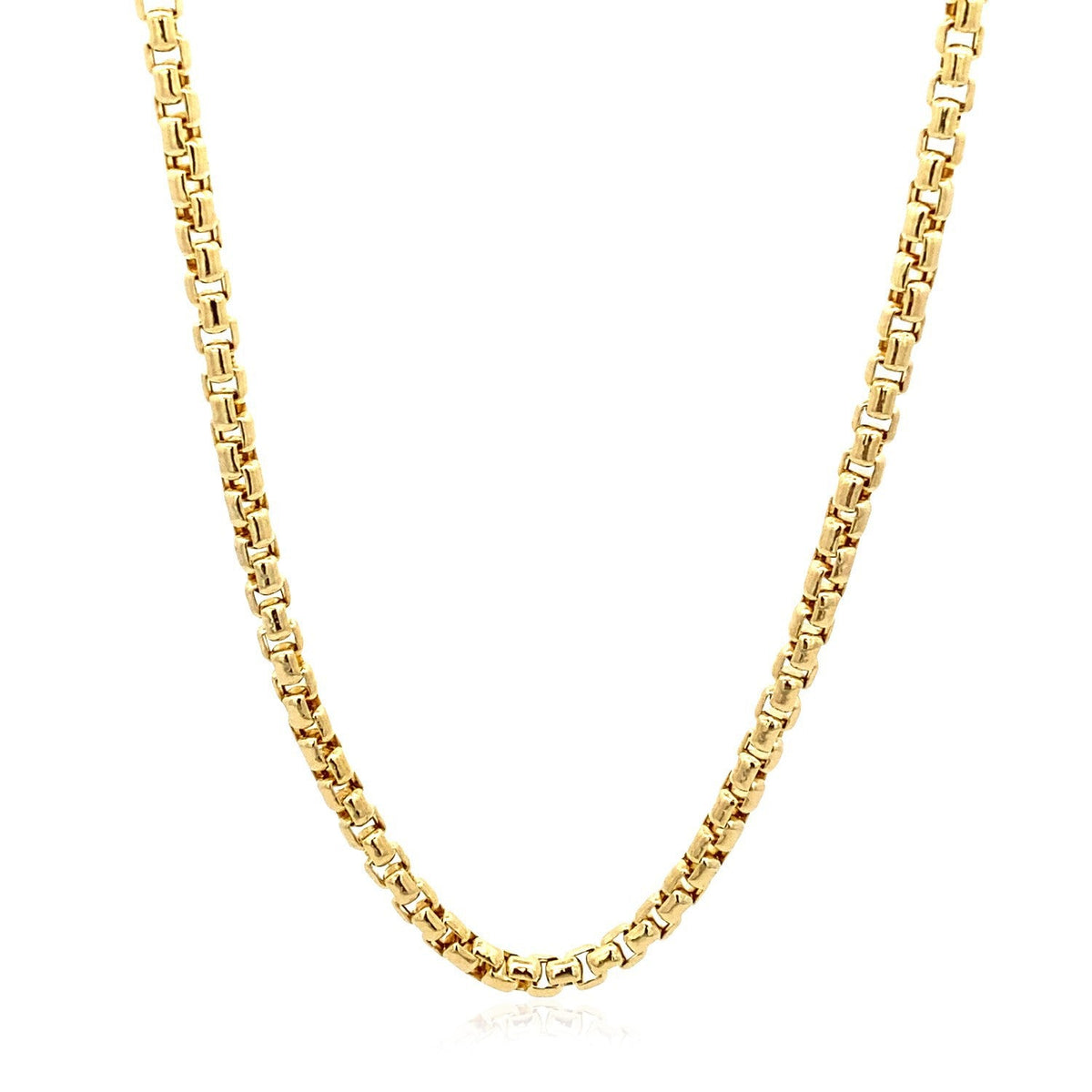 Cadena redonda de oro amarillo de 14k de 3,4 mm