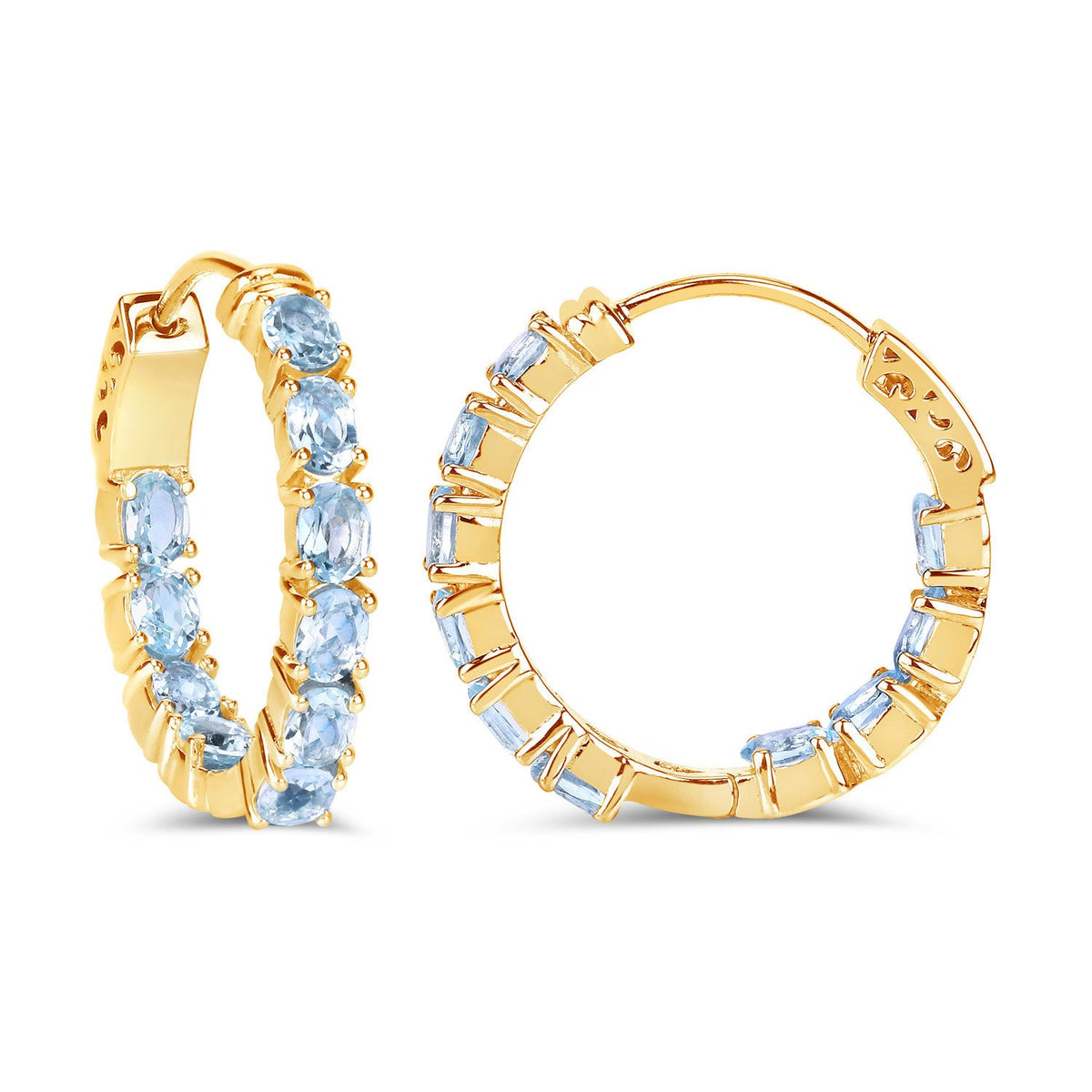 Pendientes de plata de ley .925 con topacio azul genuino de 3.80 quilates