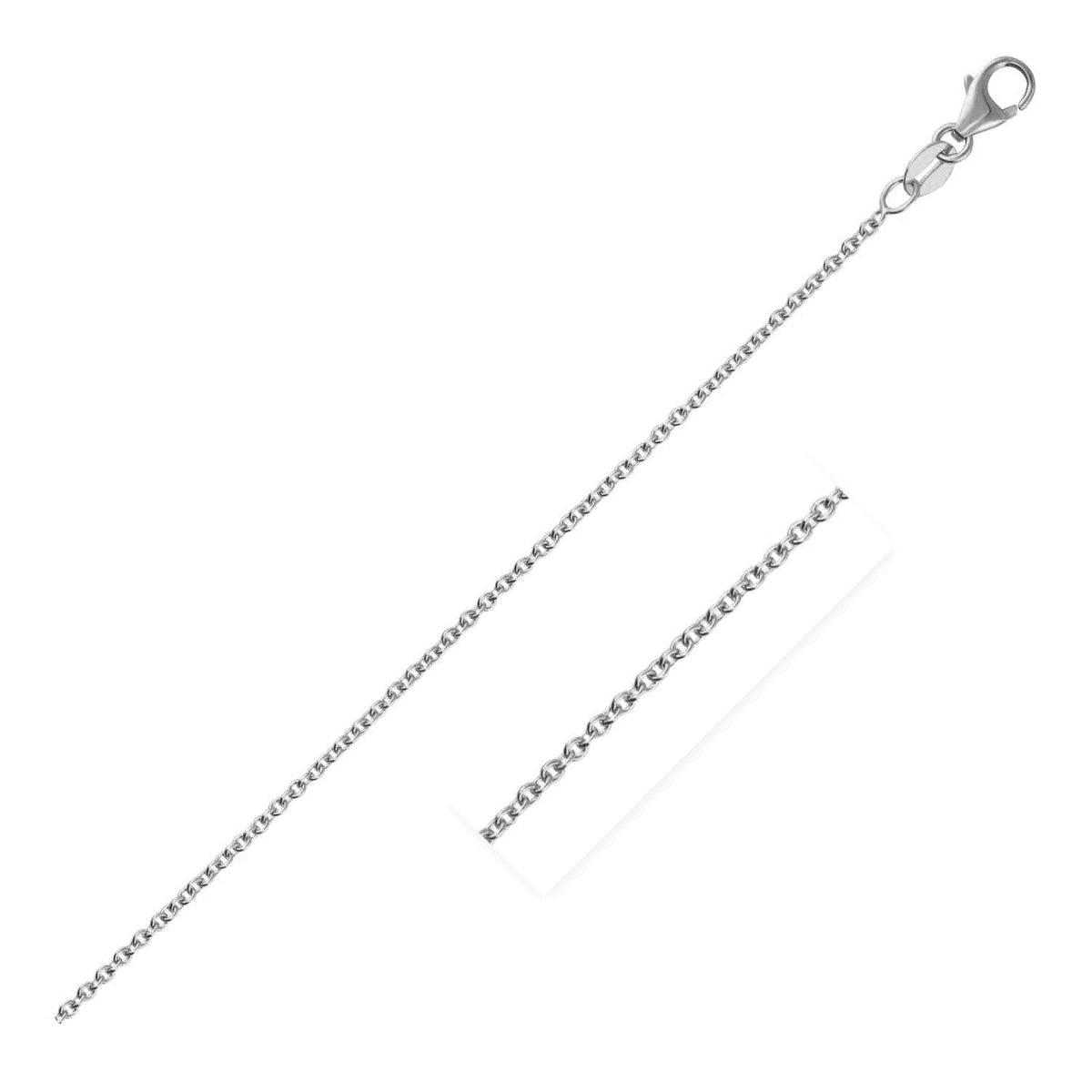 Cadena de eslabones redondos de cable de oro blanco de 14k de 1.5mm