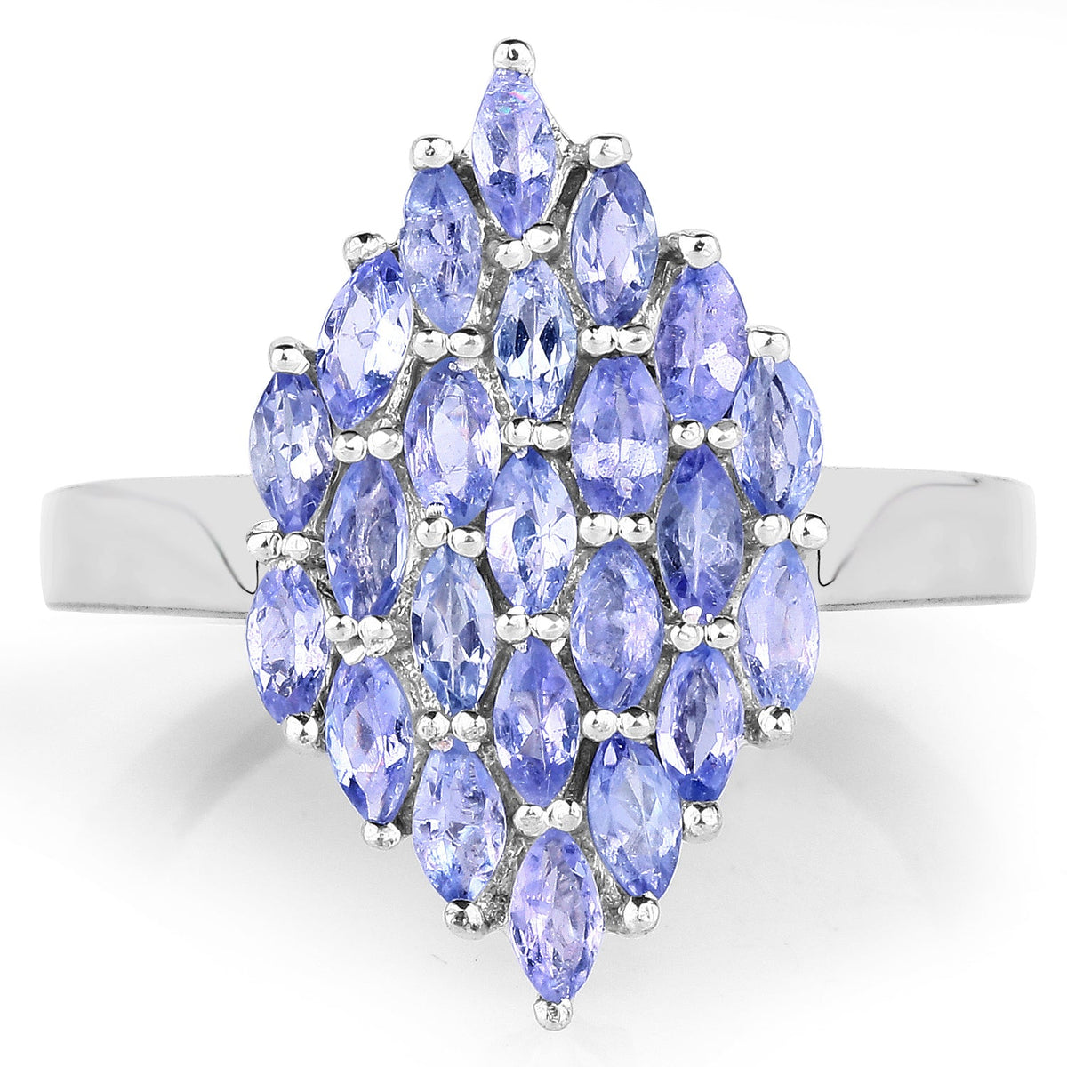 Anillo de plata de ley .925 con tanzanita genuina de 1,84 quilates
