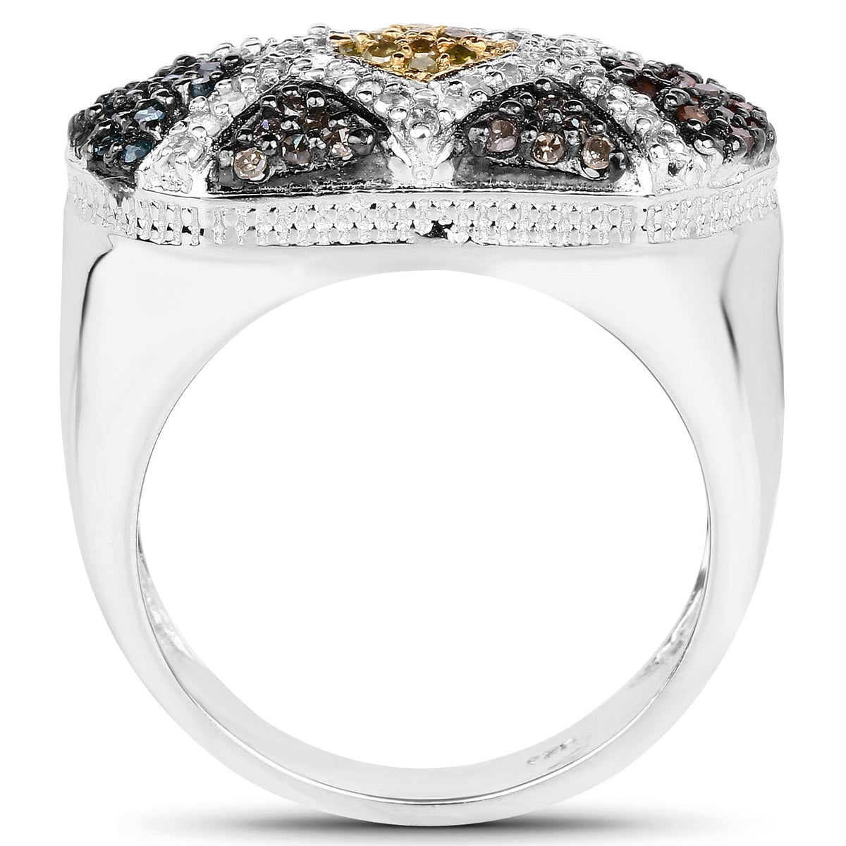 Anillo de Plata de Ley .925 con Diamantes Múltiples Genuinos de 0.61 Quilates