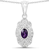 0.54 Carat Genuine Amethyst and White Topaz .925 Sterling Silver Pendant