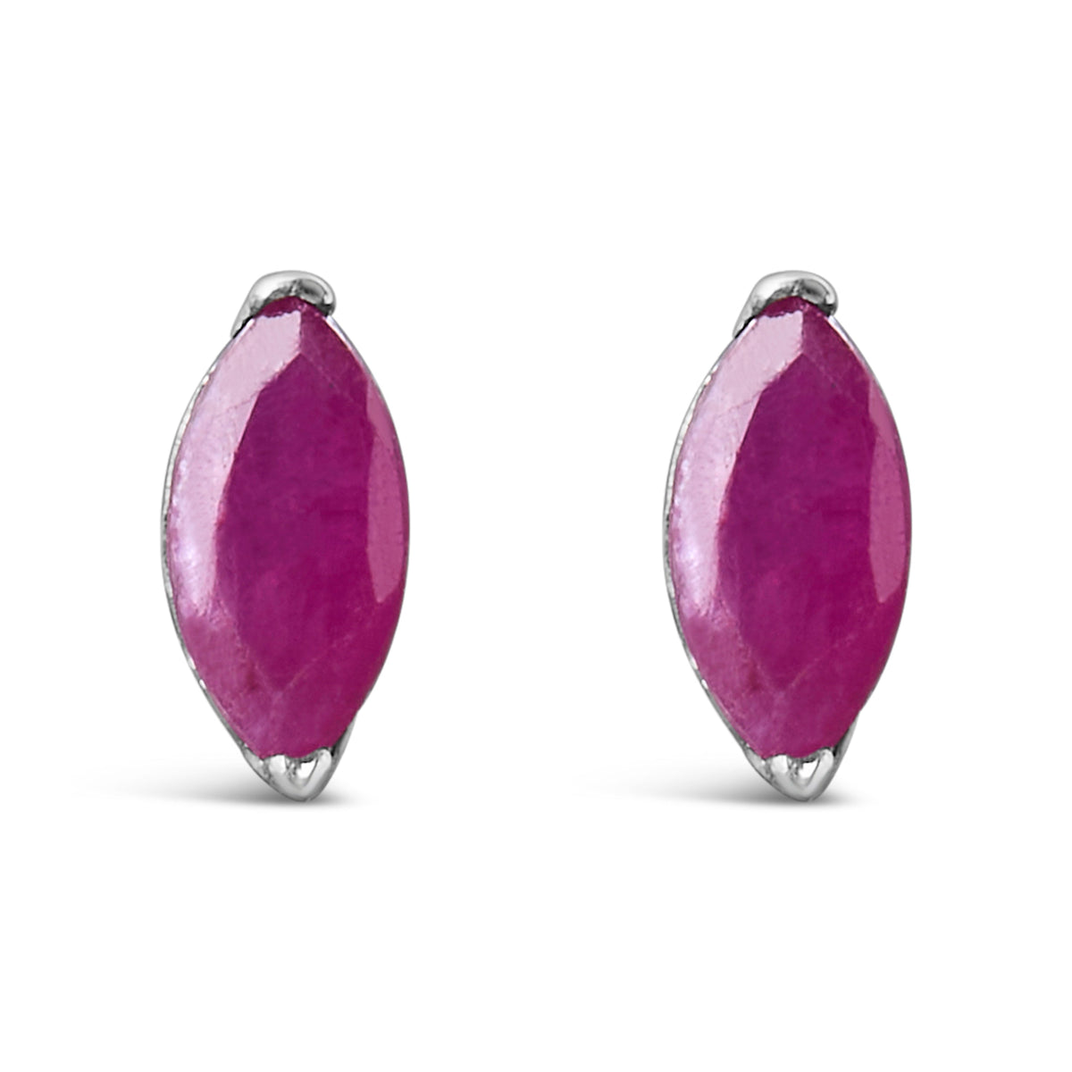 Pendientes de Solitario de Plata Esterlina .925 con Rubí Rosa Creado de 1/2 Quilate