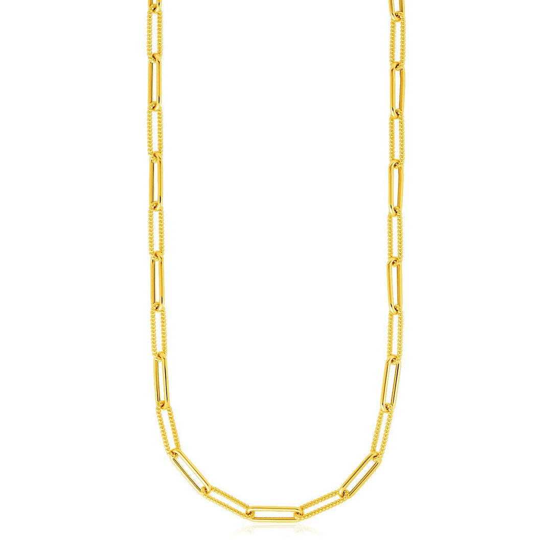 14k Yellow Gold Textured Paperclip Chain (3.5mm)
