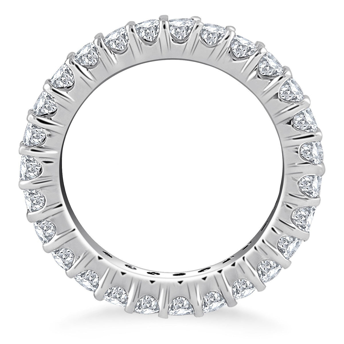 Anillo de eternidad de oro blanco de 14k con diamantes redondos y montadura de garra común