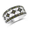 Anillo de plata de ley .925 con diamante verde auténtico de 0.32 quilates