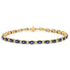 Pulsera de eslabones alternos de oro amarillo de 18 quilates con diamantes de 3/4 quilates y zafiros azules ovalados de 5 1/3 quilates (color G-H, claridad VS1-VS2) - 7.25 pulgadas