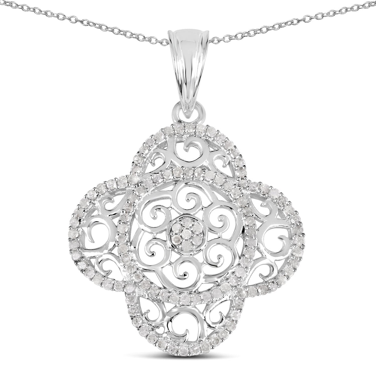 Colgante de plata de ley .925 con diamante blanco auténtico de 0,57 quilates