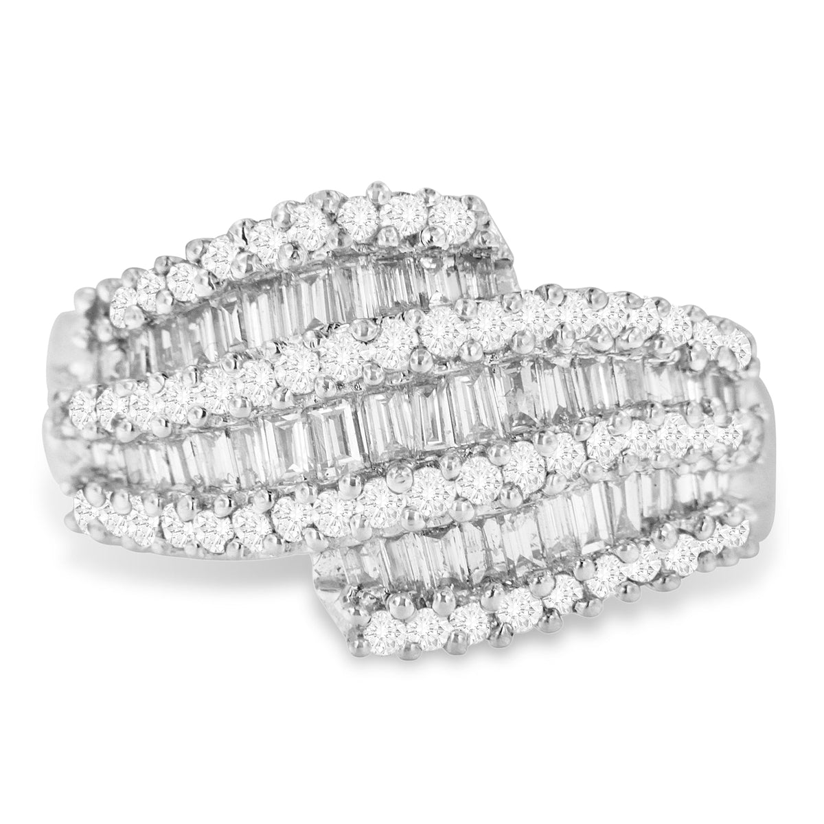 Anillo de cóctel de oro blanco de 14 quilates con diamantes (1 3/4 Cttw, color H-I, claridad SI2-I1) - Talla 6-1/2