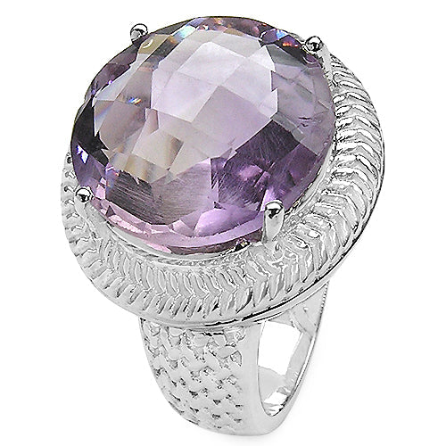 Anillo de plata de ley .925 con amatista genuina de 10.22 quilates