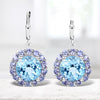 9.96 Carat Genuine Blue Topaz and Tanzanite .925 Sterling Silver Earrings