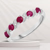0.69 Carat Genuine Ruby and White Topaz .925 Sterling Silver Ring