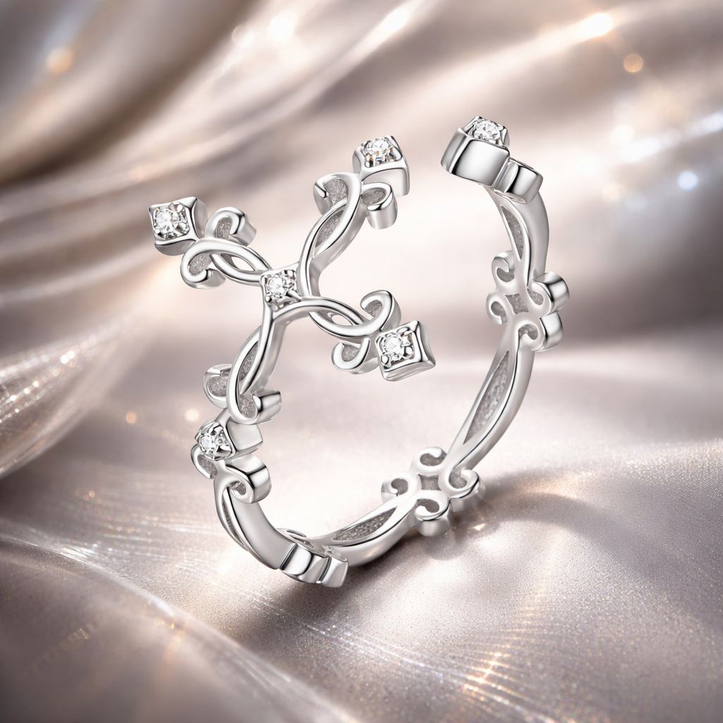 Anillo de plata de ley 925 con pavé de circonitas de 0,4 cm de ancho
