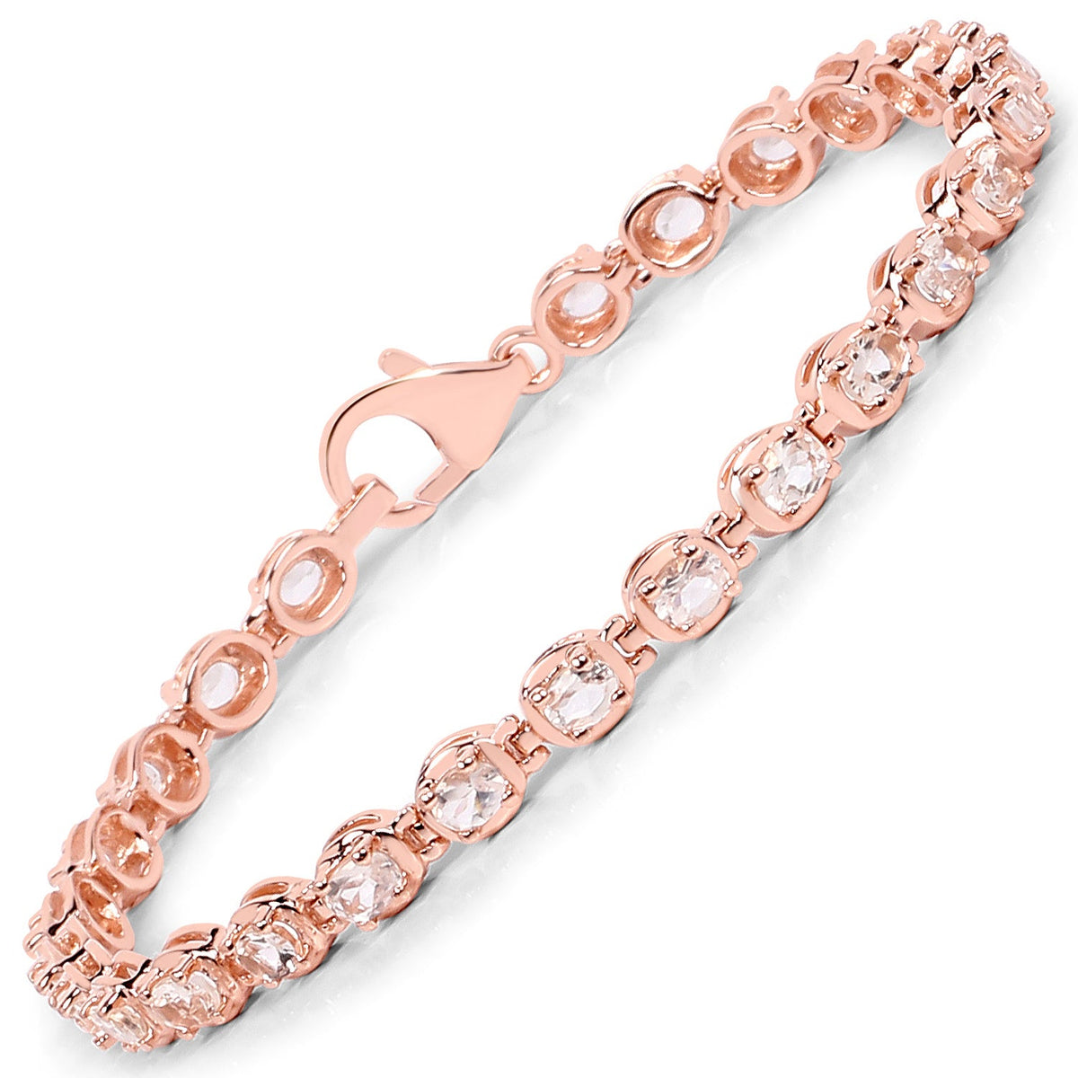 Brazalete de plata de ley .925 con morganita auténtica de 3,75 quilates