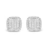 10K White Gold Invisible Set 1/2 Cttw Diamond Composite and Halo Stud Earrings (H-I Color, I1-I2 Clarity)
