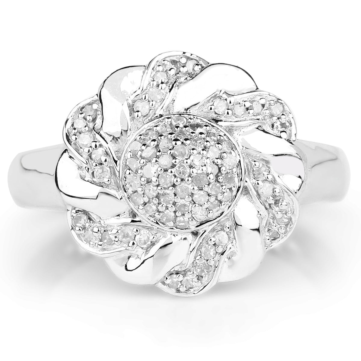 Anillo de plata de ley .925 chapado en oro amarillo de 14 quilates con diamantes blancos genuinos de 0.28 quilates