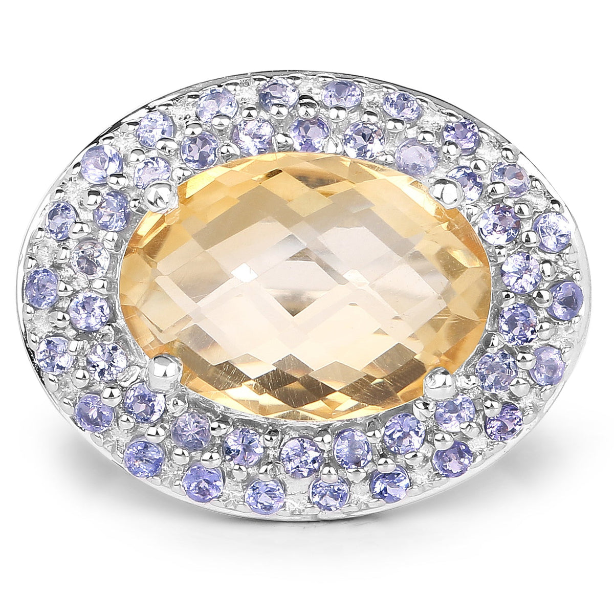 Anillo de plata esterlina .925 con citrino y tanzanita genuinos de 5.78 quilates