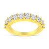 14K Yellow Gold Plated .925 Sterling Silver 2.0 Cttw Round Brilliant Cut Diamond 10 Stone Anniversary Band Ring (J-K Color, I1-I2 Clarity) - Size 7