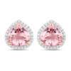 3.27 Carat Genuine Morganite and White Diamond 14K Rose Gold Earrings