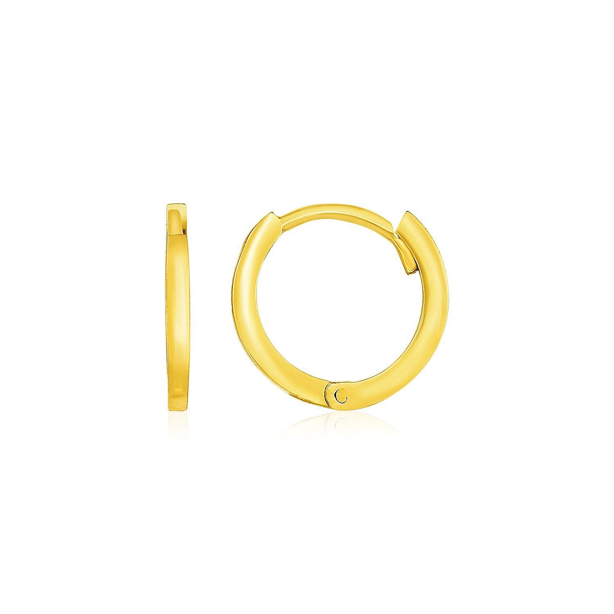 Pendientes de aro redondos pulidos pequeños de oro amarillo de 14k