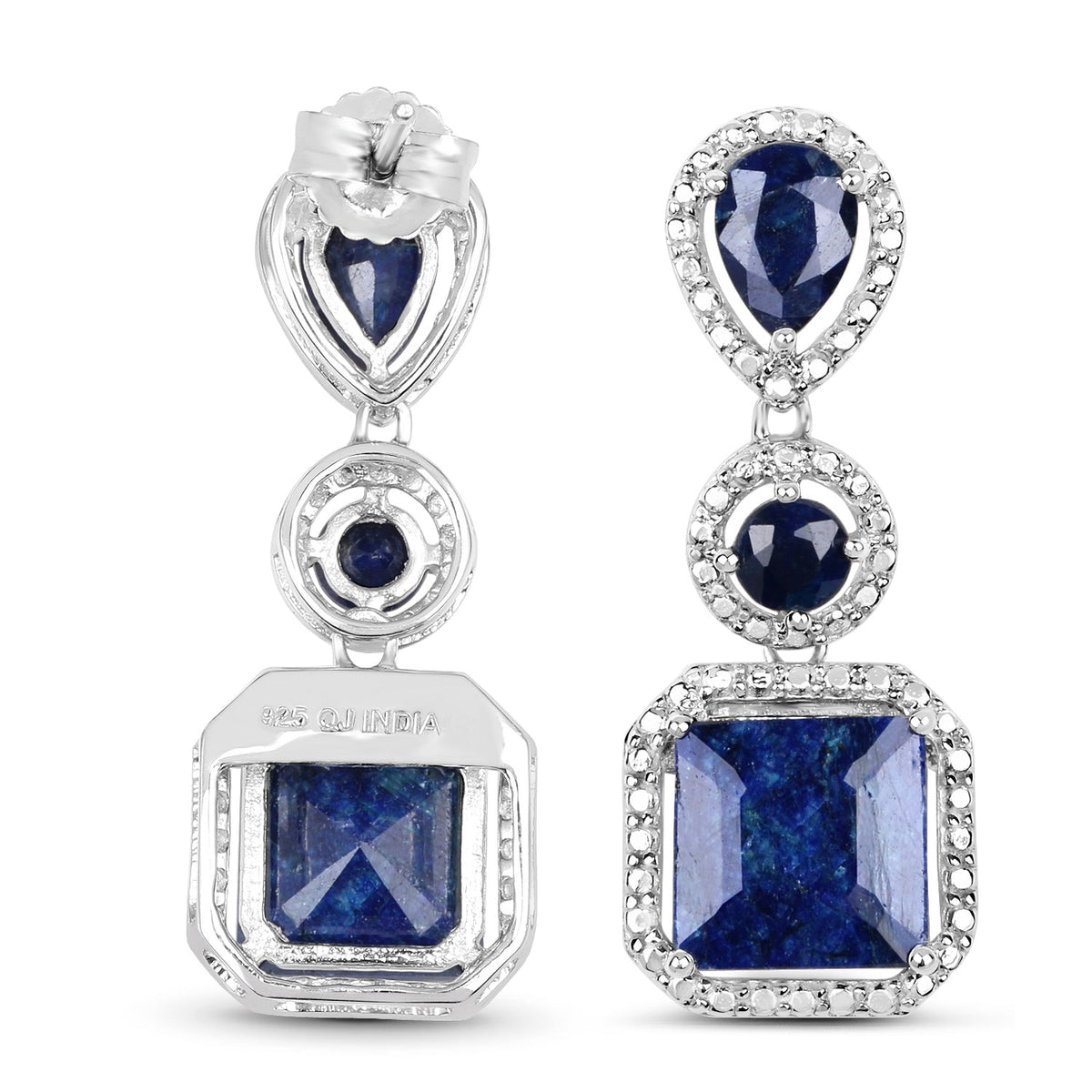 Aretes de plata esterlina .925 con zafiro teñido de 11.62 quilates