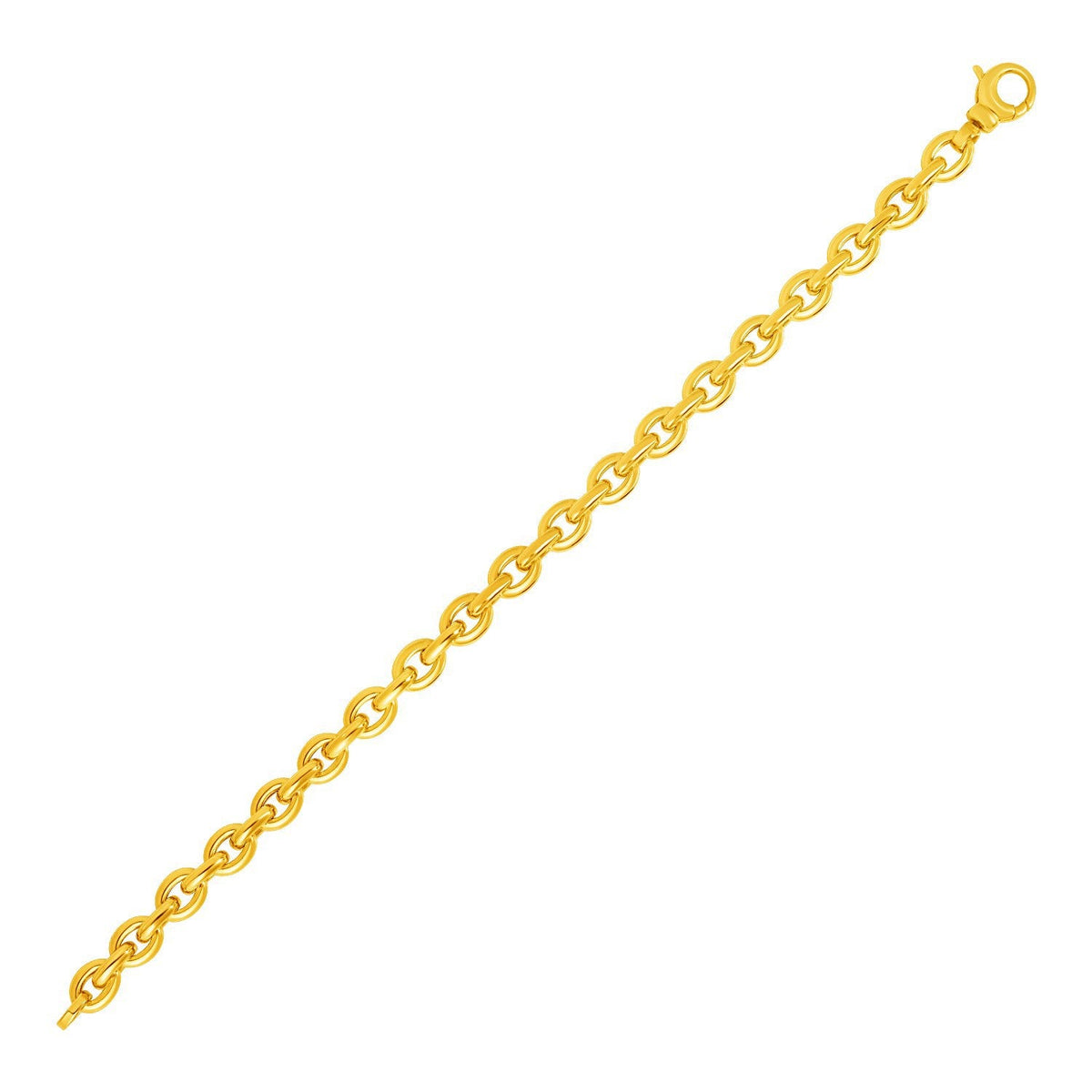 Pulsera de eslabones ovalados pulidos de oro amarillo de 14k