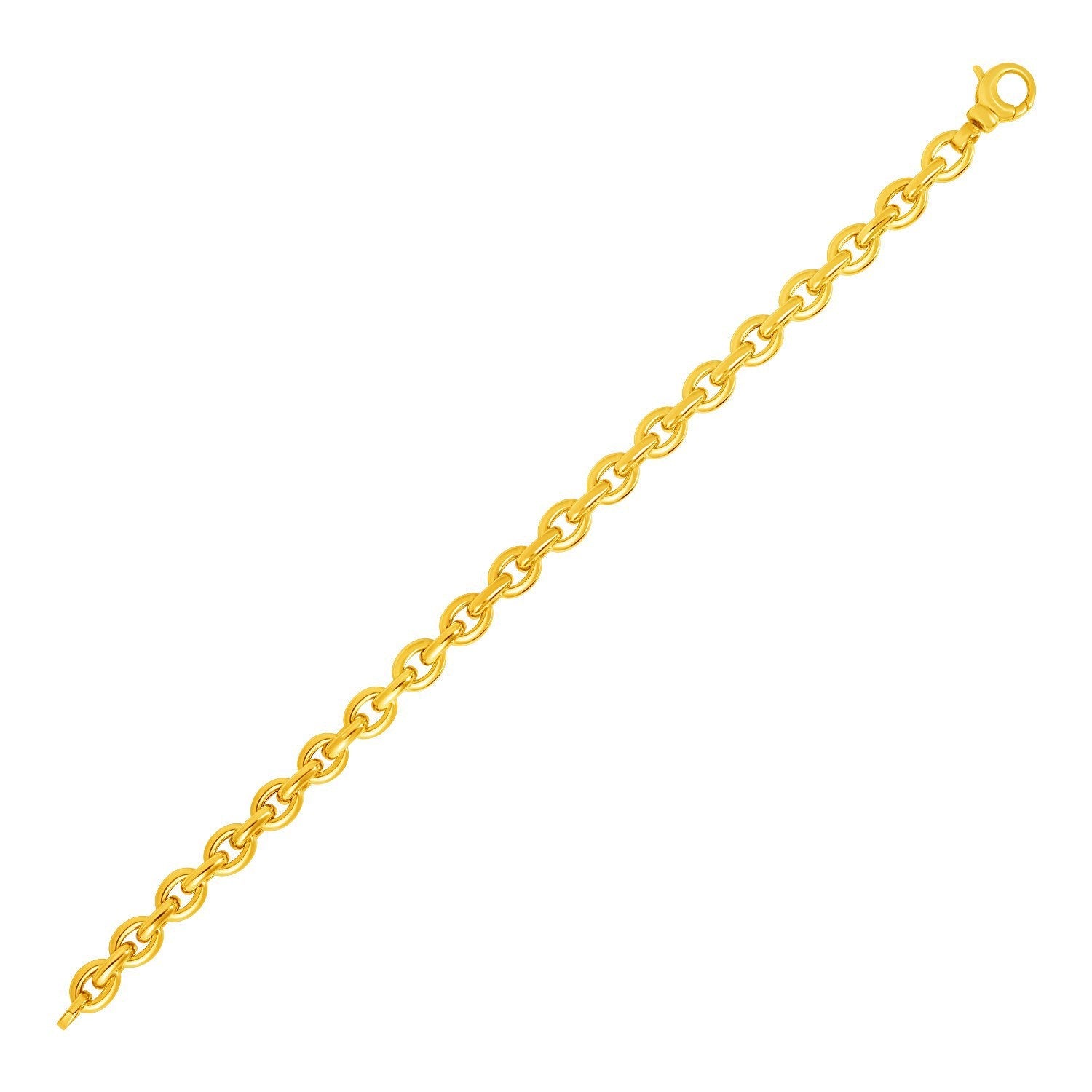 Pulsera de eslabones ovalados pulidos de oro amarillo de 14k