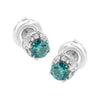 14K White Gold 1/2 cttw White and Treated Blue Round Diamond Earrings (I-J I2-I3)