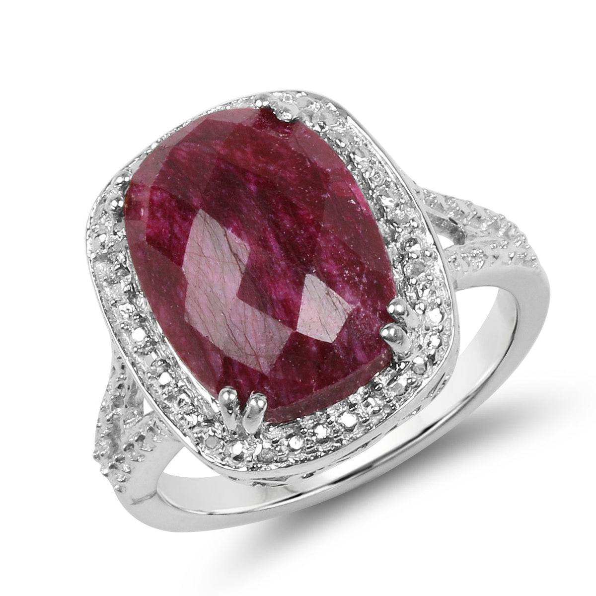 Anillo de plata de ley .925 con rubí teñido de 7,60 quilates