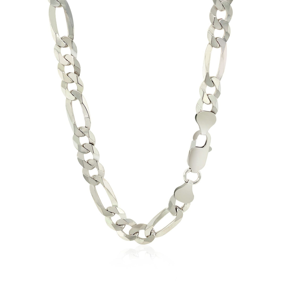 Cadena de plata esterlina de 8.1mm estilo fígaro con baño de rodio