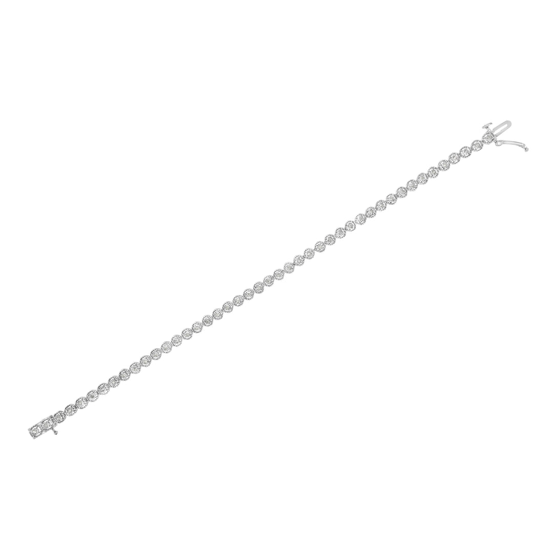 .925 Sterling Silver 1/2 Cttw Miracle Set Round Diamond Bezel Design Link Bracelet (I-J Color, I2-I3 Clarity) - 7.25"