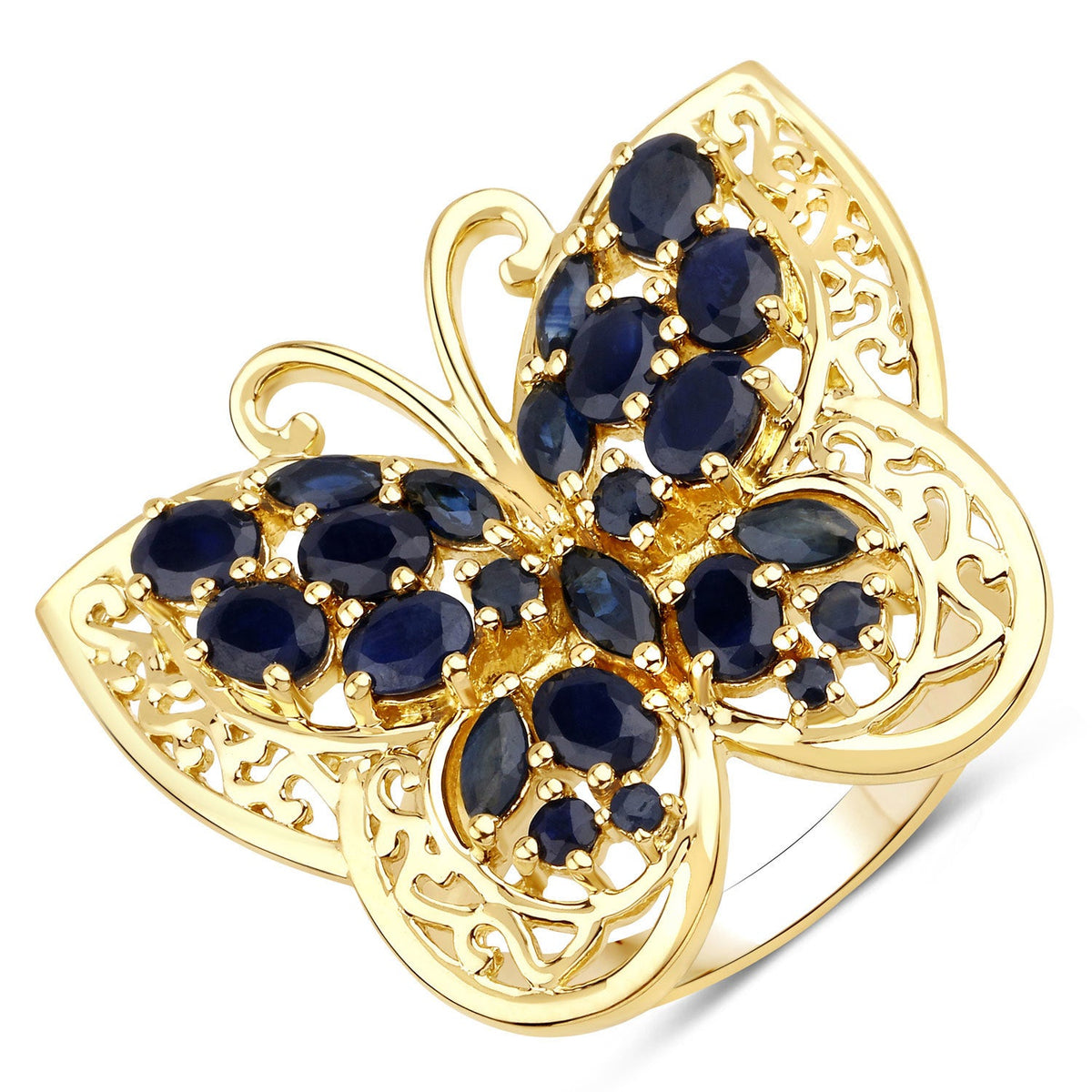 Anillo de plata de ley .925 con zafiro azul genuino de 2.86 quilates