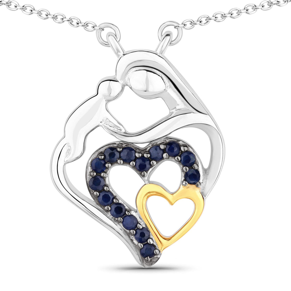 Colgante de plata de ley .925 con zafiro azul auténtico de 0,28 quilates