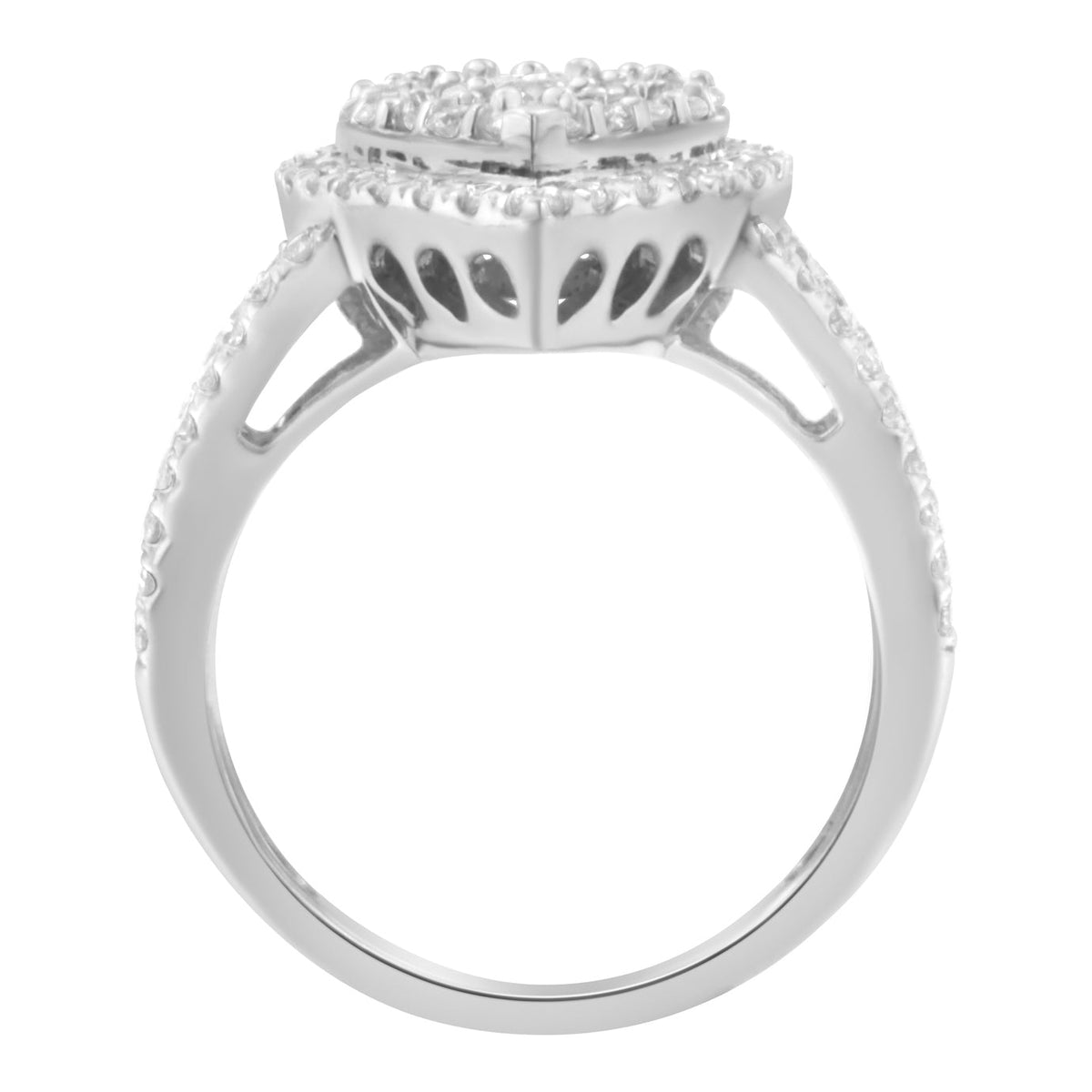 Anillo de racimo de diamantes de plata de ley .925 (1 1/2 Cttw, color H-I, claridad I1-I2) - Talla 6
