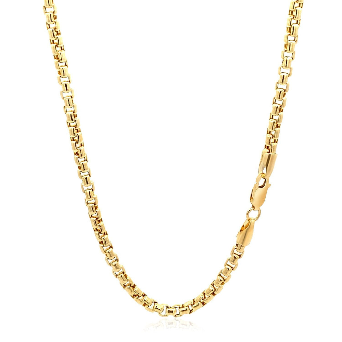 Cadena redonda de oro amarillo de 14k de 3,4 mm
